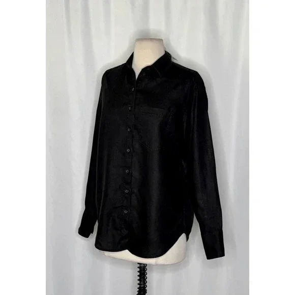 NWT!! J. CREW Garçon Classic Shirt Baird McNutt Irish Linen Solid Black Size 12